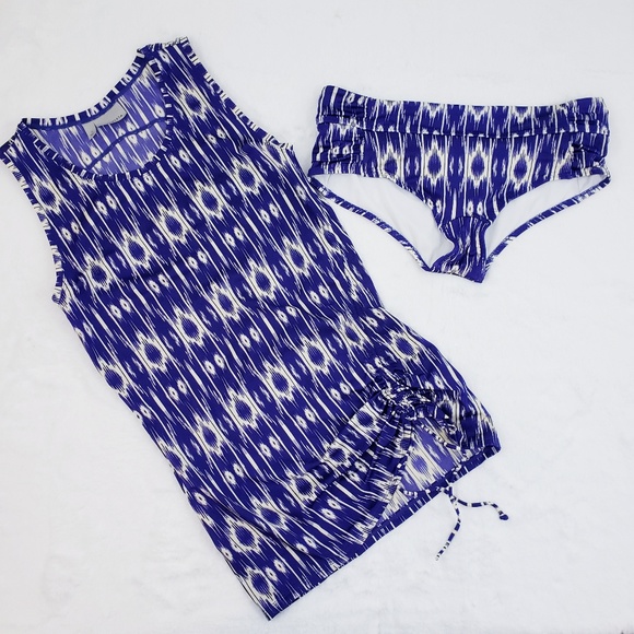 Athleta Other - 🚫SOLD🚫 Athleta Blue Ikat Rashguard 2 Pc Swim Set